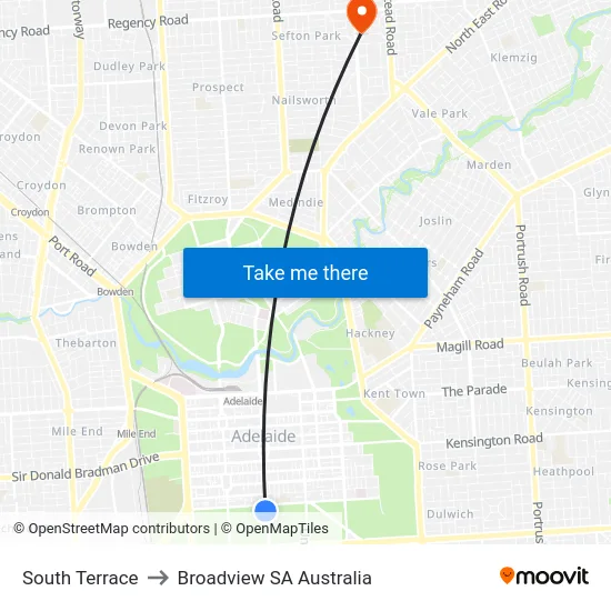 South Terrace to Broadview SA Australia map