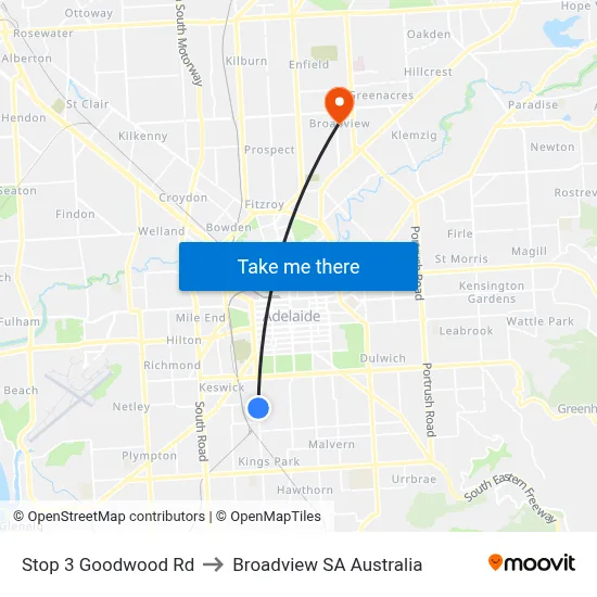 Stop 3 Goodwood Rd to Broadview SA Australia map