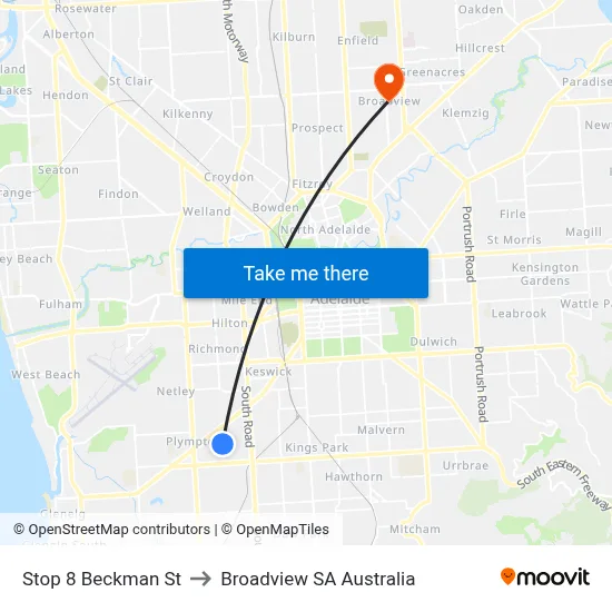 Stop 8 Beckman St to Broadview SA Australia map