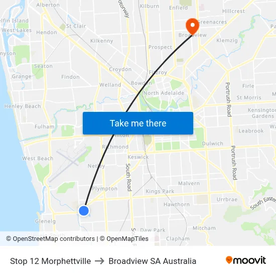 Stop 12 Morphettville to Broadview SA Australia map