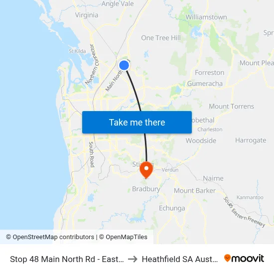 Stop 48 Main North Rd - East side to Heathfield SA Australia map