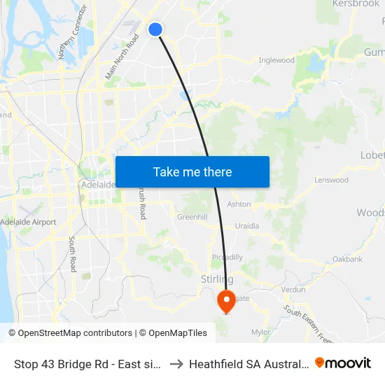 Stop 43 Bridge Rd - East side to Heathfield SA Australia map