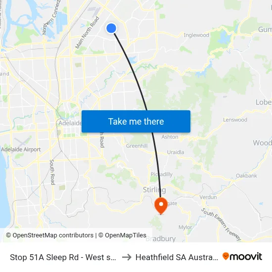 Stop 51A Sleep Rd - West side to Heathfield SA Australia map