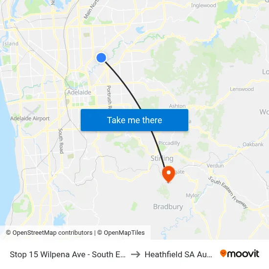 Stop 15 Wilpena Ave - South East side to Heathfield SA Australia map