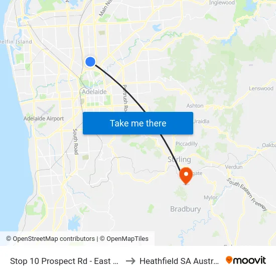 Stop 10 Prospect Rd - East side to Heathfield SA Australia map