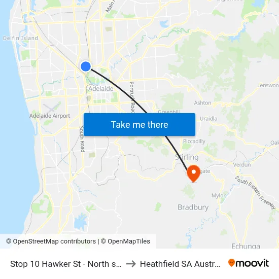 Stop 10 Hawker St - North side to Heathfield SA Australia map
