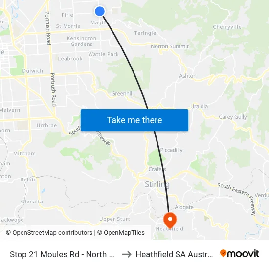 Stop 21 Moules Rd - North side to Heathfield SA Australia map