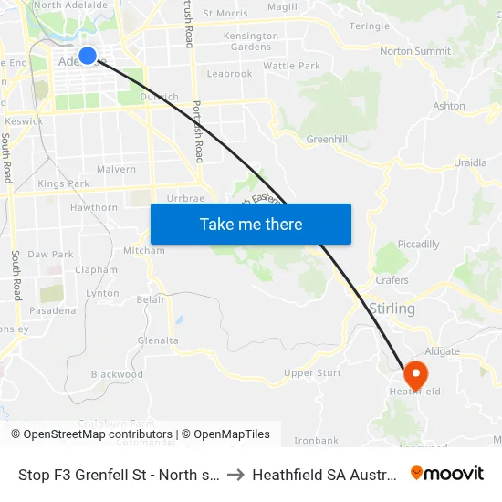 Stop F3 Grenfell St - North side to Heathfield SA Australia map