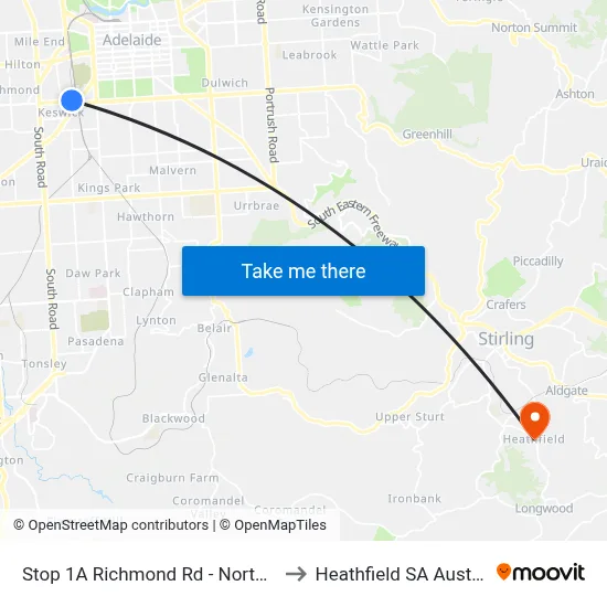 Stop 1A Richmond Rd - North side to Heathfield SA Australia map