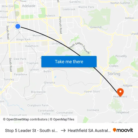 Stop 5 Leader St - South side to Heathfield SA Australia map