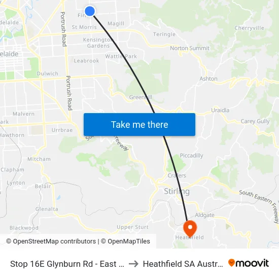 Stop 16E Glynburn Rd - East side to Heathfield SA Australia map