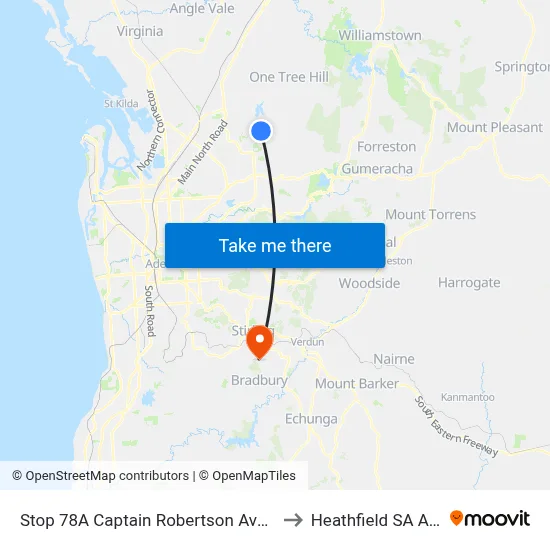 Stop 78A Captain Robertson Ave - South side to Heathfield SA Australia map