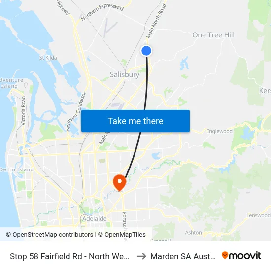Stop 58 Fairfield Rd - North West side to Marden SA Australia map