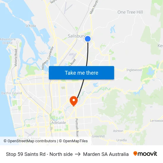 Stop 59 Saints Rd - North side to Marden SA Australia map