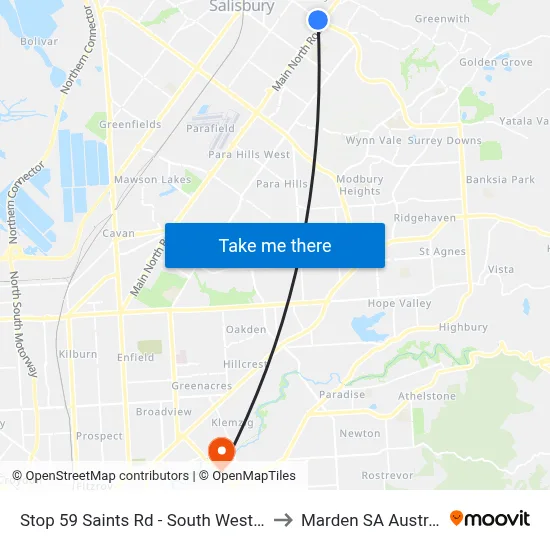 Stop 59 Saints Rd - South West side to Marden SA Australia map