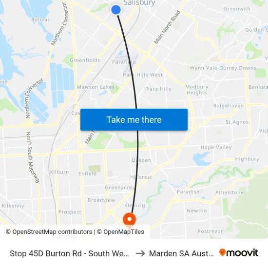 Stop 45D Burton Rd - South West side to Marden SA Australia map