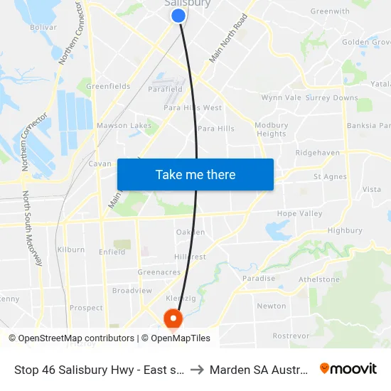 Stop 46 Salisbury Hwy - East side to Marden SA Australia map
