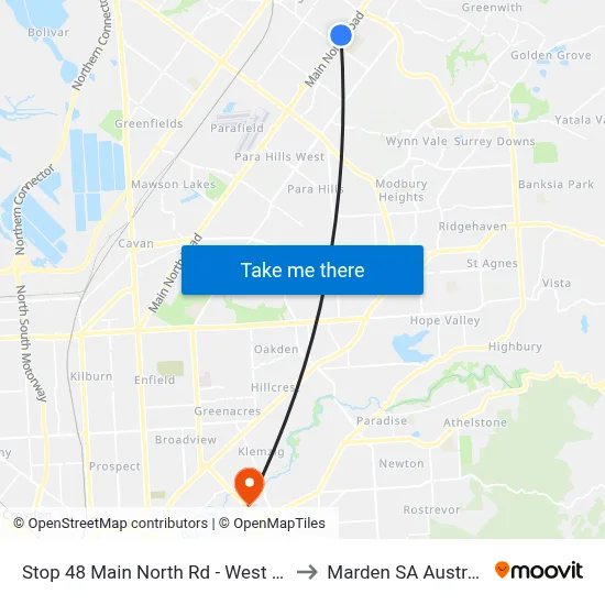Stop 48 Main North Rd - West side to Marden SA Australia map