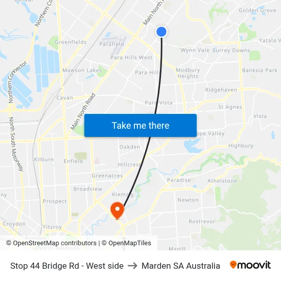 Stop 44 Bridge Rd - West side to Marden SA Australia map