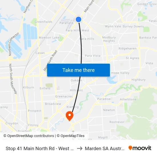 Stop 41 Main North Rd - West side to Marden SA Australia map