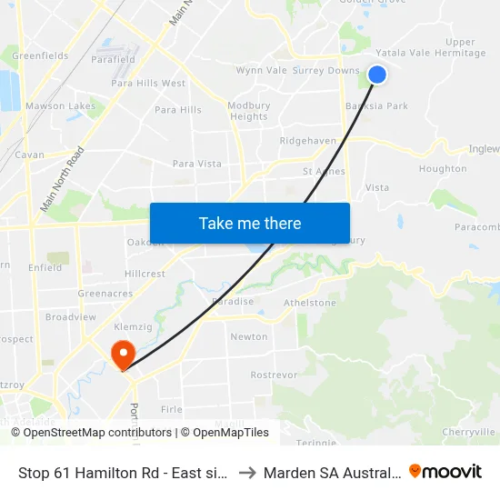 Stop 61 Hamilton Rd - East side to Marden SA Australia map