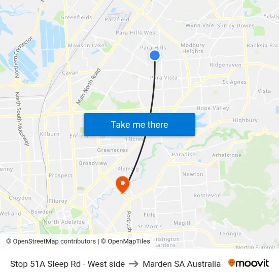 Stop 51A Sleep Rd - West side to Marden SA Australia map