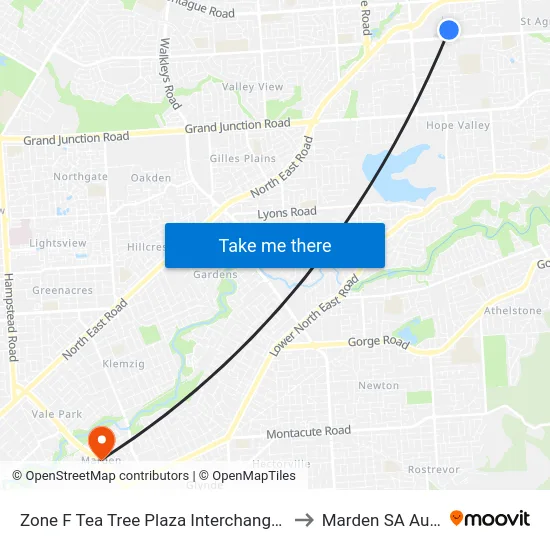 Zone F Tea Tree Plaza Interchange - East side to Marden SA Australia map