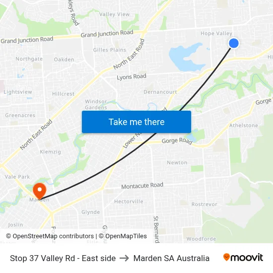 Stop 37 Valley Rd - East side to Marden SA Australia map