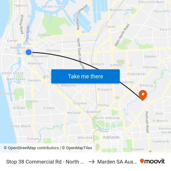 Stop 38 Commercial Rd - North East side to Marden SA Australia map