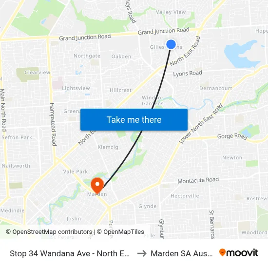 Stop 34 Wandana Ave - North East side to Marden SA Australia map