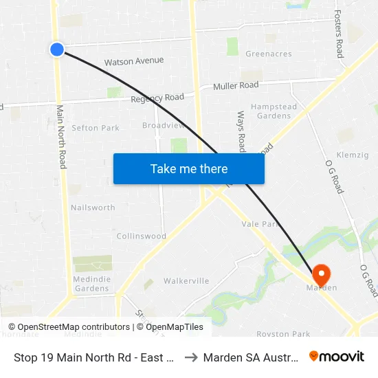 Stop 19 Main North Rd - East side to Marden SA Australia map