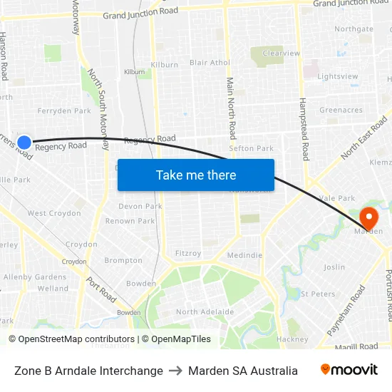 Zone B Arndale Interchange to Marden SA Australia map