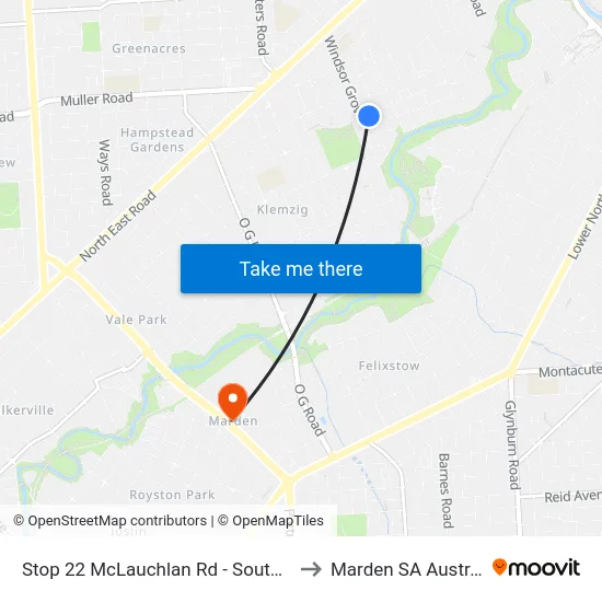 Stop 22 McLauchlan Rd - South side to Marden SA Australia map