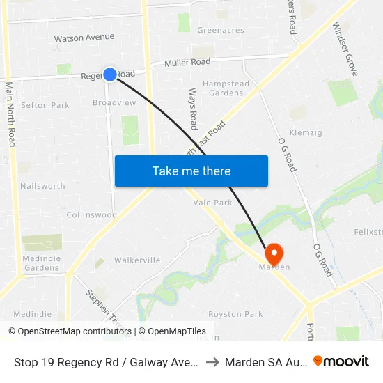 Stop 19 Regency Rd / Galway Ave - South side to Marden SA Australia map