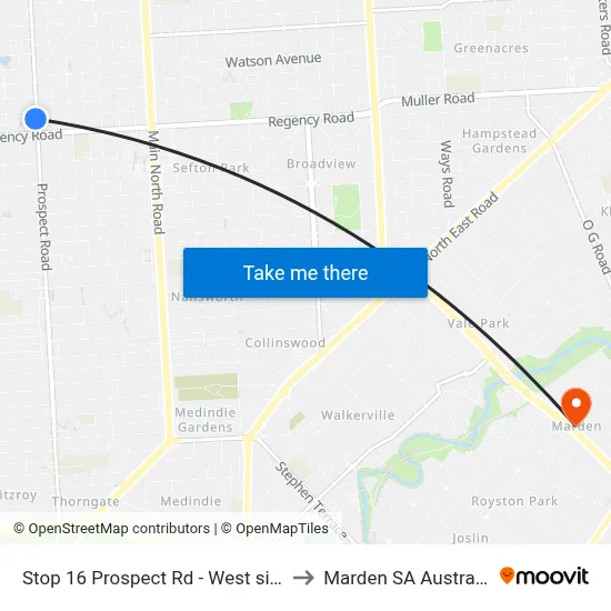 Stop 16 Prospect Rd - West side to Marden SA Australia map