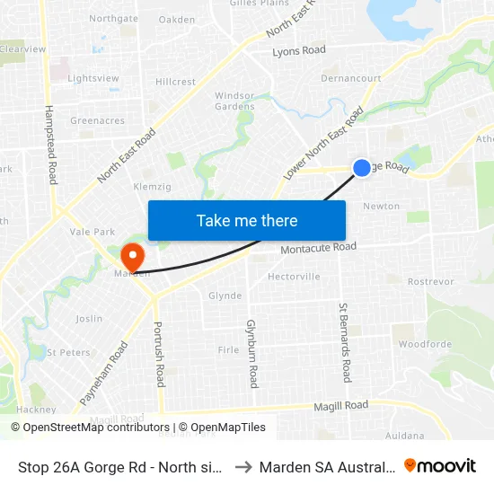 Stop 26A Gorge Rd - North side to Marden SA Australia map