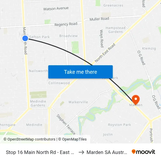 Stop 16 Main North Rd - East side to Marden SA Australia map