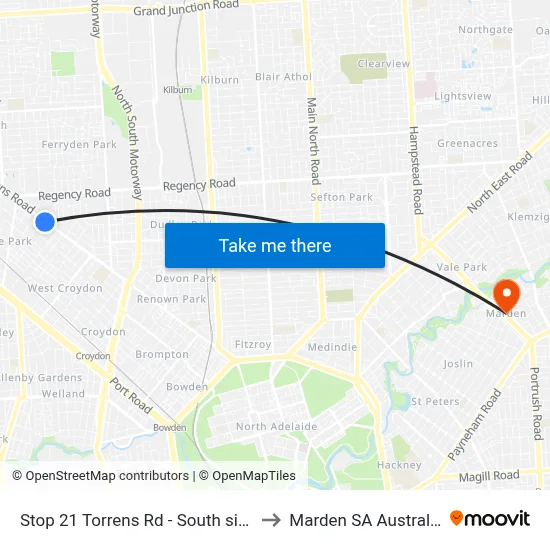 Stop 21 Torrens Rd - South side to Marden SA Australia map