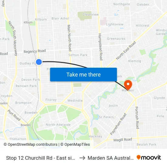 Stop 12 Churchill Rd - East side to Marden SA Australia map