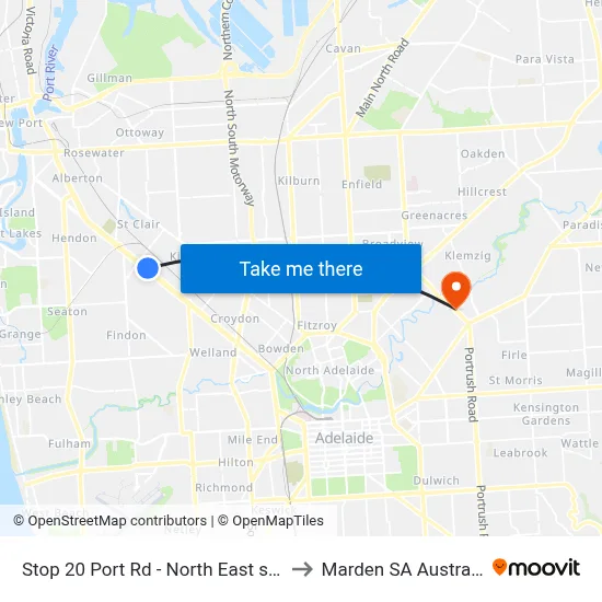 Stop 20 Port Rd - North East side to Marden SA Australia map