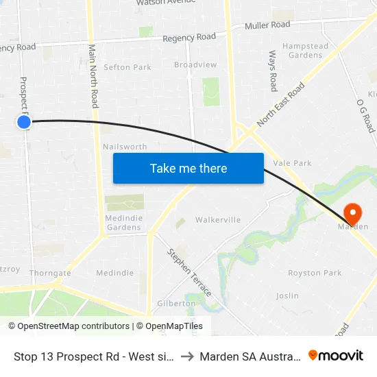 Stop 13 Prospect Rd - West side to Marden SA Australia map
