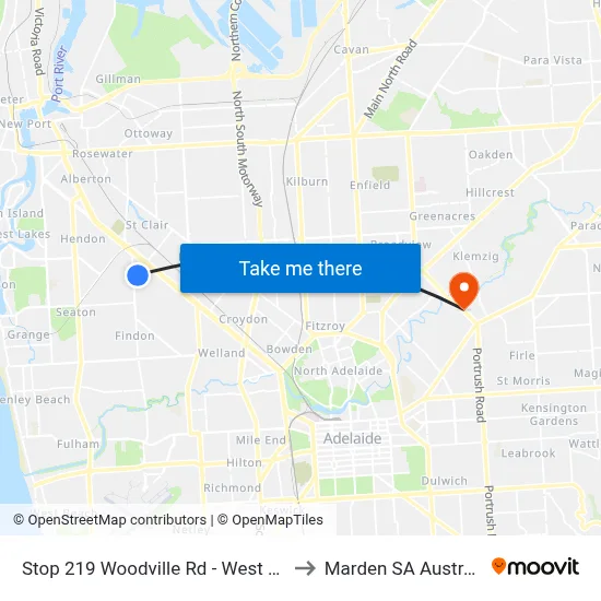 Stop 219 Woodville Rd - West side to Marden SA Australia map