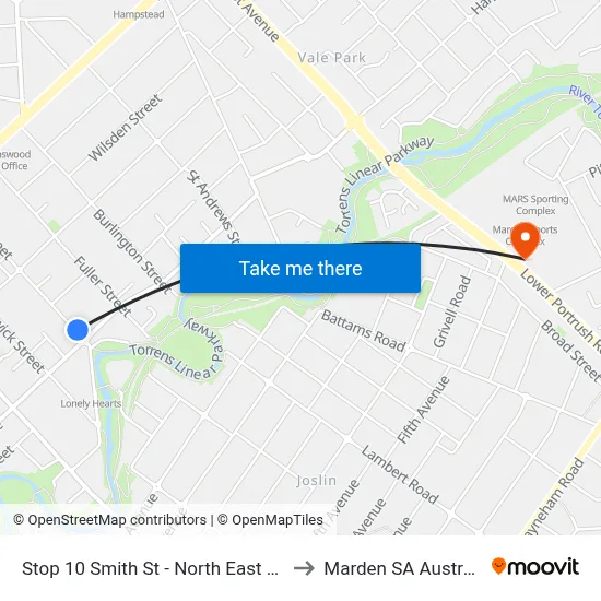 Stop 10 Smith St - North East side to Marden SA Australia map