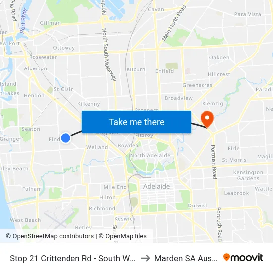 Stop 21 Crittenden Rd - South West side to Marden SA Australia map
