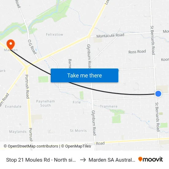 Stop 21 Moules Rd - North side to Marden SA Australia map