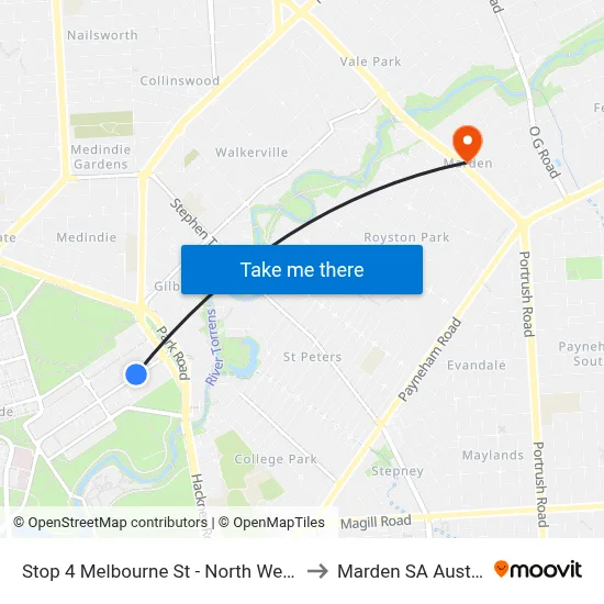 Stop 4 Melbourne St - North West side to Marden SA Australia map