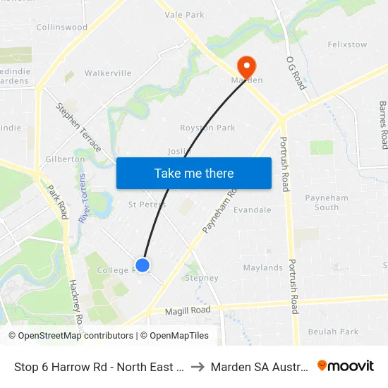 Stop 6 Harrow Rd - North East side to Marden SA Australia map