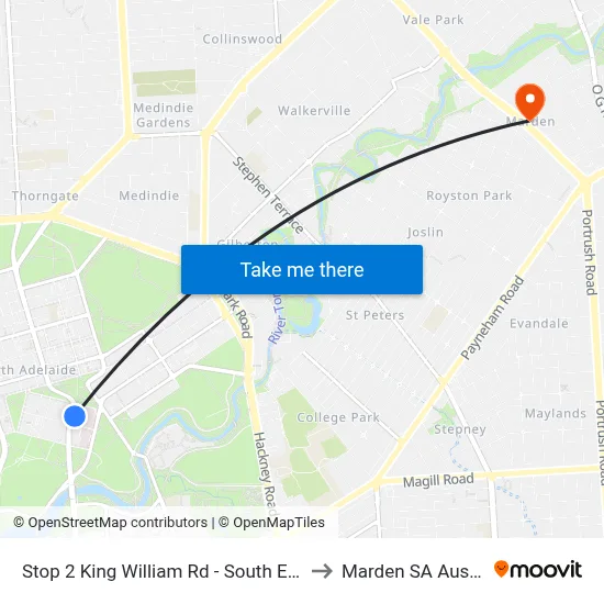 Stop 2 King William Rd - South East side to Marden SA Australia map