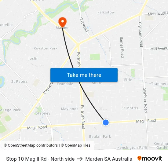 Stop 10 Magill Rd - North side to Marden SA Australia map