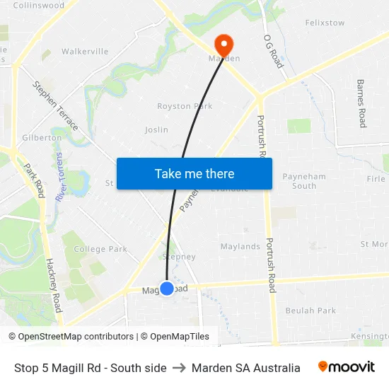 Stop 5 Magill Rd - South side to Marden SA Australia map